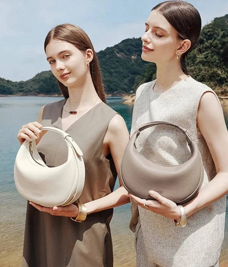 FOXER Brand PU Leather Women's Shoulder Bag 2026 Fashion Lady Crescent Luxury Design Half-moon Handbag Crossbody Bag Girl Gift