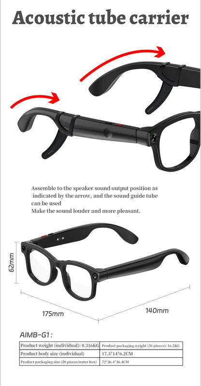 LIGE New Smart Glasses 500W Camera HD Video Recording Bluetooth Call Glasses AI Smart Translation Sunglasses WiFi Transmission