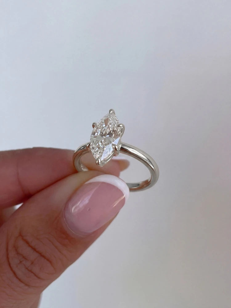 Moonla 925 Sterling Silver Classic 1-3 Carats Marquise Zircon Ring For Women Engagement Party Luxury High Quality Fine Jewelry