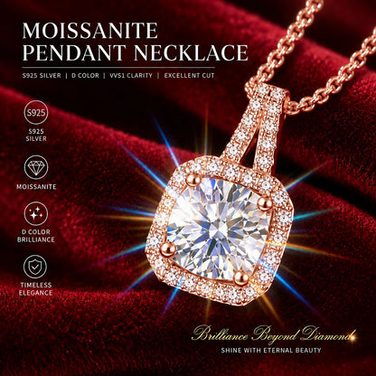 Luxury 1 Carat Moissanite Necklace Pendant D Color VVS1 S925 Sterling Silver Chain Women Engagement Wedding Jewelry With GRA