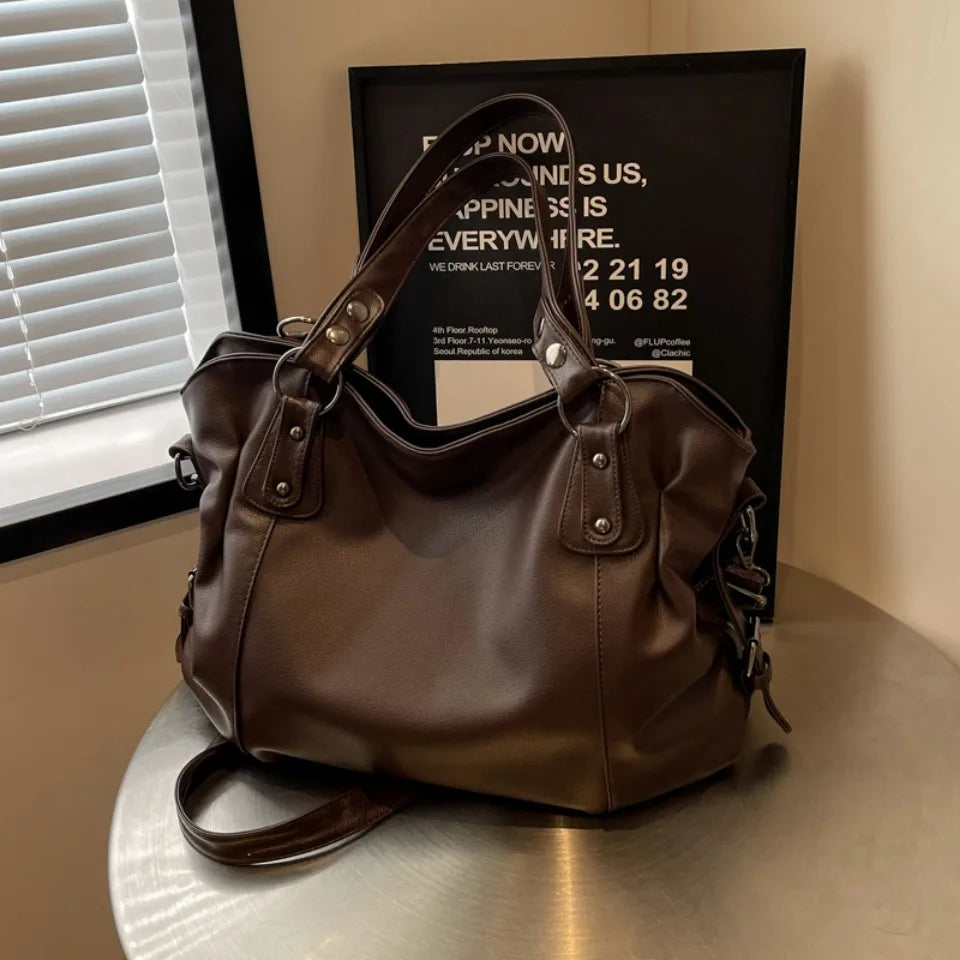 Women's Large Capacity Shoulder Casual Tote Bag Laptop Roomy Handbag Soft Leather Crossbody Business Black Big Bag A4 Sac A Main