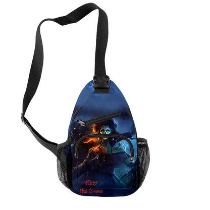 Fashion Youthful Halloween Skeleton Boys/Girls 3D Printed Chest Bags Oxford Waterproof Sports Crossbody Travel Bag Shoulder Bags