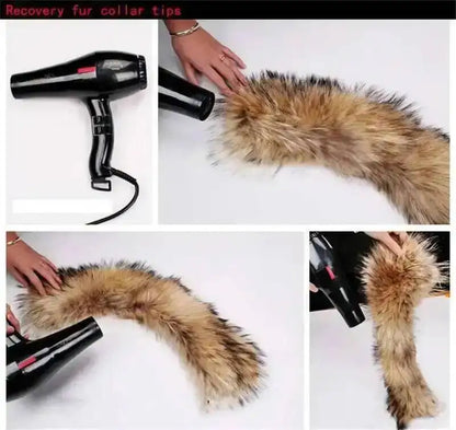 Natural Color Raccoon Fox Real Fur Collar Scarf Genuine Big Size Scarves Warp Shawl Neck Warmer Stole Muffler with Clip Loops #6