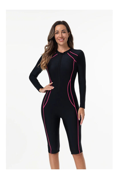 Women's Swimsuit With Sleeve One Piece Bathing Suit Female Beachwear Sport Style Swimming Costume Woman Swimwear Surfing Suit