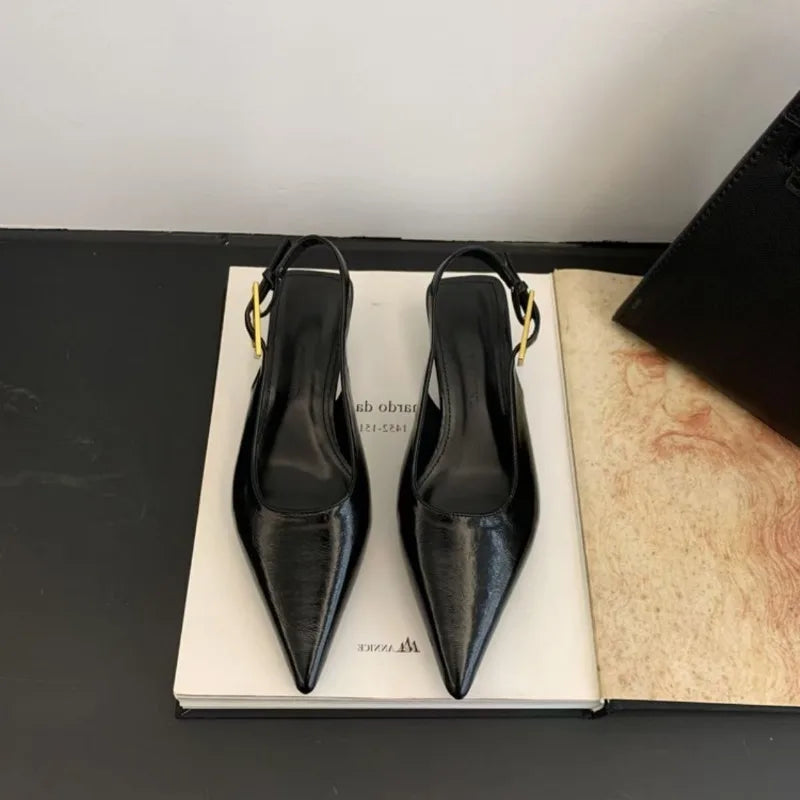 Designer Luxury Summer Pointed Toe Women Sandals Fashion Singbacks Mules Shoes Ladies Elegant Low Heel Stripper Party Sandalias