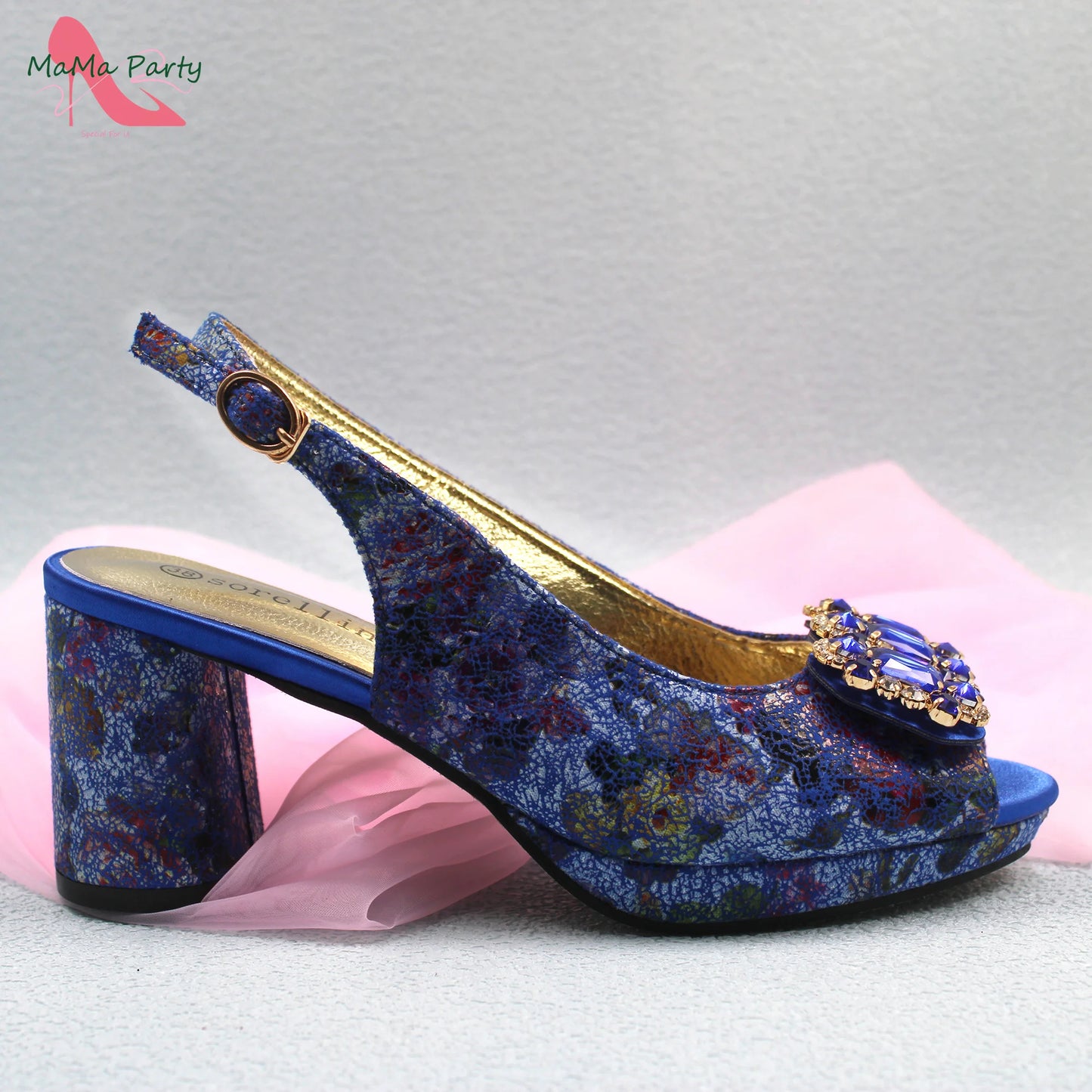 2024 Mature Style High Quality Comfortable Heels Italian Women Shoes and Bag Set with Shinning Crystal in Yellow Color