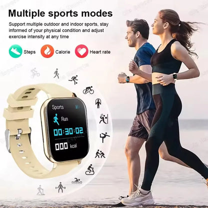 Smart watch with full touch screen, call, message reminder, music control and other functions, compatible with iPhone/android mo