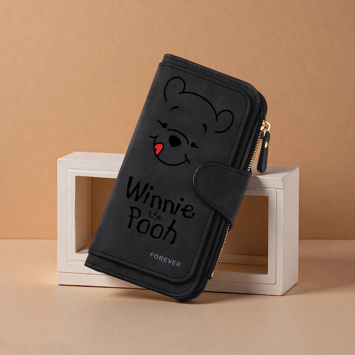 Winnie the Pooh Long Zip Wallet Multi-Card Cute Cartoon Pattern Soft Texture Wallet for Women Large Capacity Lady Clutch Bag
