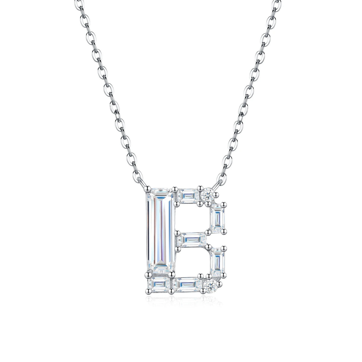 PureNew 26 Letter A-Z 4x12mm Moissanite Necklace For Women S925 Silver D Color 18k Plated Sparking Women's Moissanite Chain