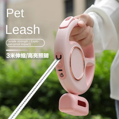 Pet Traction Device Multi Functional Dog Traction Rope Automatic Telescopic LED Lighting Dog Chain Walking Tool New DropShipping