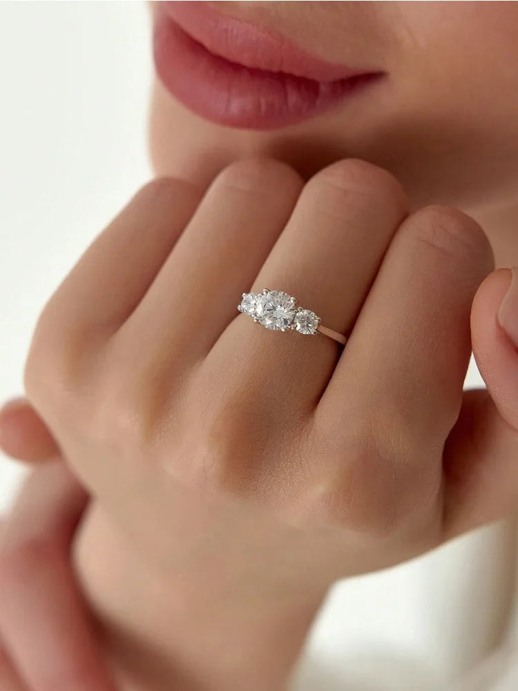 925 Sterling Silver Fashion Gorgeous Shiny Round Zircon Ring For Women Engagement Wedding Party Luxury High Quality Fine Jewelry