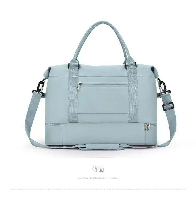 Outdoor Portable Travel Tote Adjustable Pull Rod Dry And Wet Separation Expandable Independent Shoe Compartment Fitness Bag