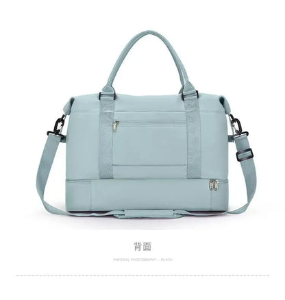 Outdoor Portable Travel Tote Adjustable Pull Rod Dry And Wet Separation Expandable Independent Shoe Compartment Fitness Bag