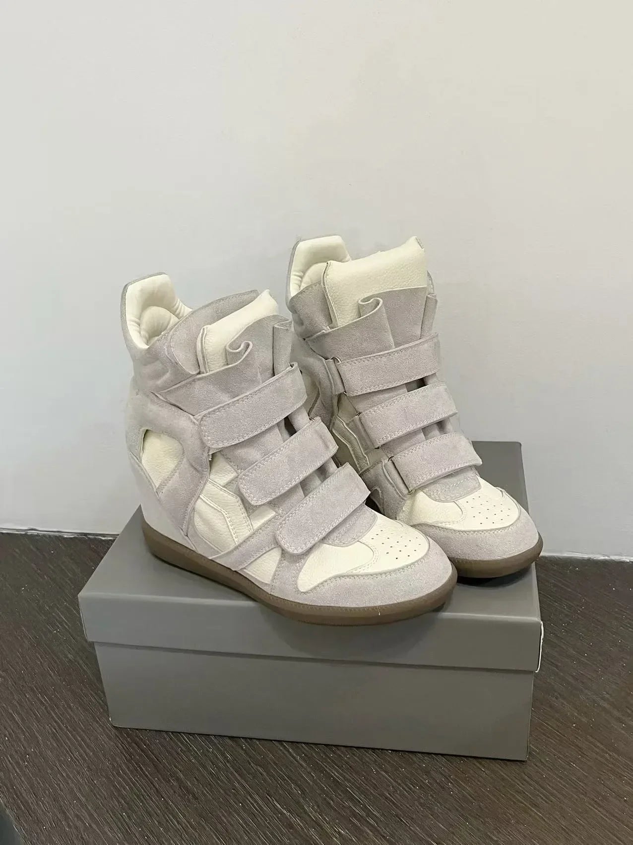 Women's Ankle Boots 2026 New Genuine Leather 8CM Hidden Heel Women Platform Sneakers Fashionable Splice Color Design Women Shoes