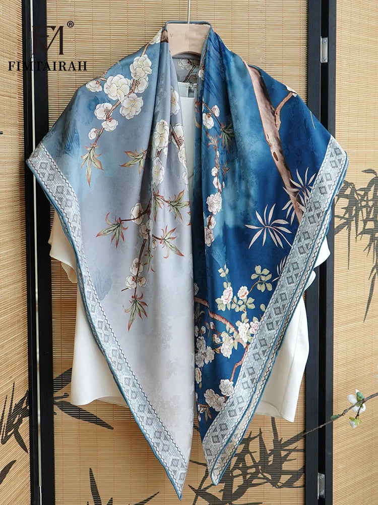 Fimtairah 20MM Apricot flower Rain silk flower double side of the same color new  gift mother Women Lady shawl Scarf