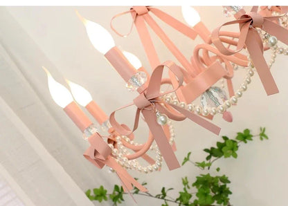 Pink Lovely Children's Room Chandeliers Crystal Cute Kid's Bedroom Pendant Lights Living Room Bedroom Hanging Lamps