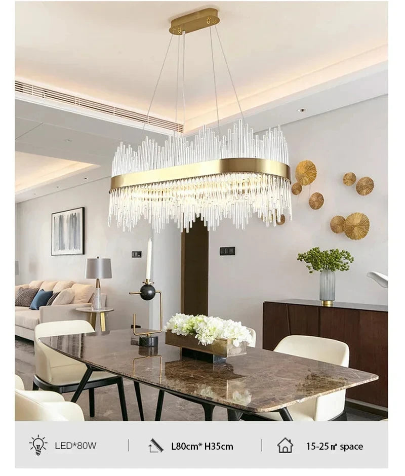 Modern Luxury Crystal Ceiling Chandelier Stainless Steel Living Room Lights Home Decor Dining Room Pendant Lamp Interior Bedroom