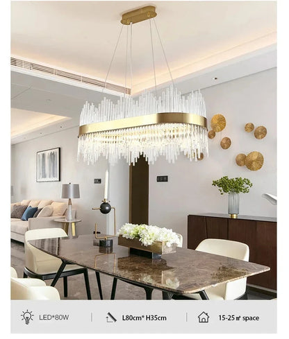Modern Luxury Crystal Ceiling Chandelier Stainless Steel Living Room Lights Home Decor Dining Room Pendant Lamp Interior Bedroom