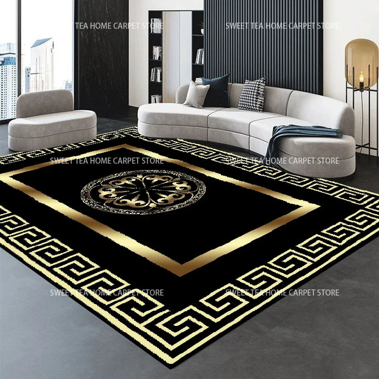 Modern Golden Luxury Carpet Large Living Room Decoration Home Rugs Non-slip Bedroom Mat Customizable Coffee Table Lounge Rugs
