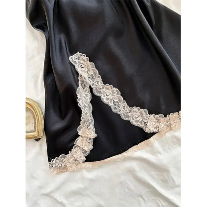 Off Shoulder Ultra Short Sexy Bras Pajamas Home Dresses Night Shirts Sexi Women's Nightgown Silk Lingerie See Through Dress