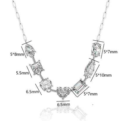 OEVAS 7-Stone Full Moissanite Pendant Necklace Can Pass Diamond Test For Women S925 Silver 18K Gold NeckChain Fine Jewelry Gift
