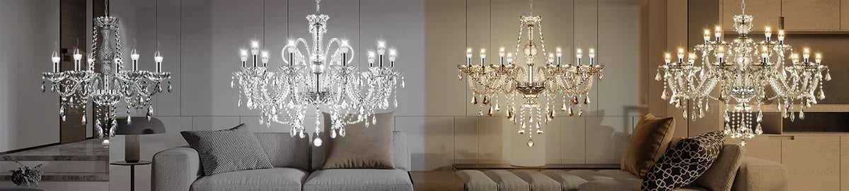Elegant 6 Chandelier Lighting Modern Crystal Lights Kitchen Chandeliers Light Ceiling Pendant Lamp Transparent Color