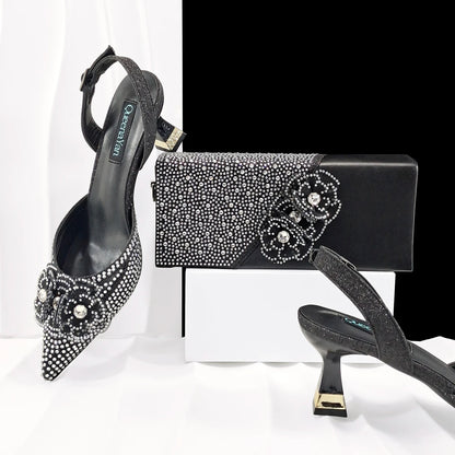 Doershow Lastest Italian Design Fashion Style Ladies Shoes with Matching Bag Set 2026 Nigerian Shoes and Bag Set!  HJ1-1