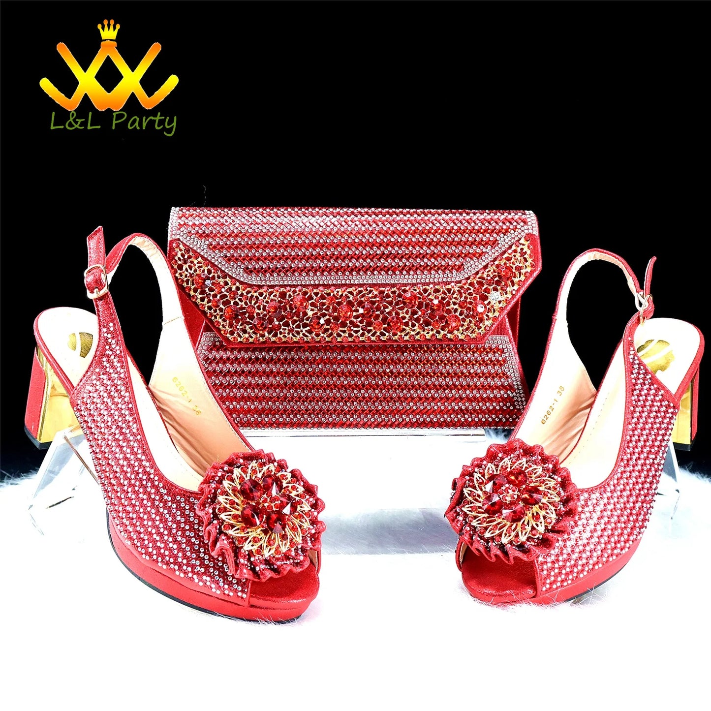 2024 Special New Arrivals Italian Women Shoes and Bag to Match in Green Color with Platform Shinning Crystal Sandal for Wedding