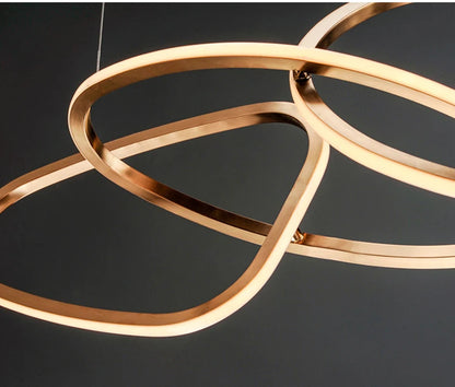 Modern Rose Gold LED Chandeliers Ligthing Nordic Lustre Home Decor Circle Rings Chandelier Hanging Pendant Lights Fixtures