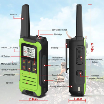 4PCS Baofeng Mini Walkie Talkie With Portable Suitcase F22 T22 PMR FRS Profesional Radio Family Amateur For Outdoor Camping