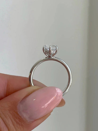 925 Sterling Silver Simple Classic 2 Carats Horse Eye Zircon Ring For Women Engagement Wedding Luxury High Quality Fine Jewelry
