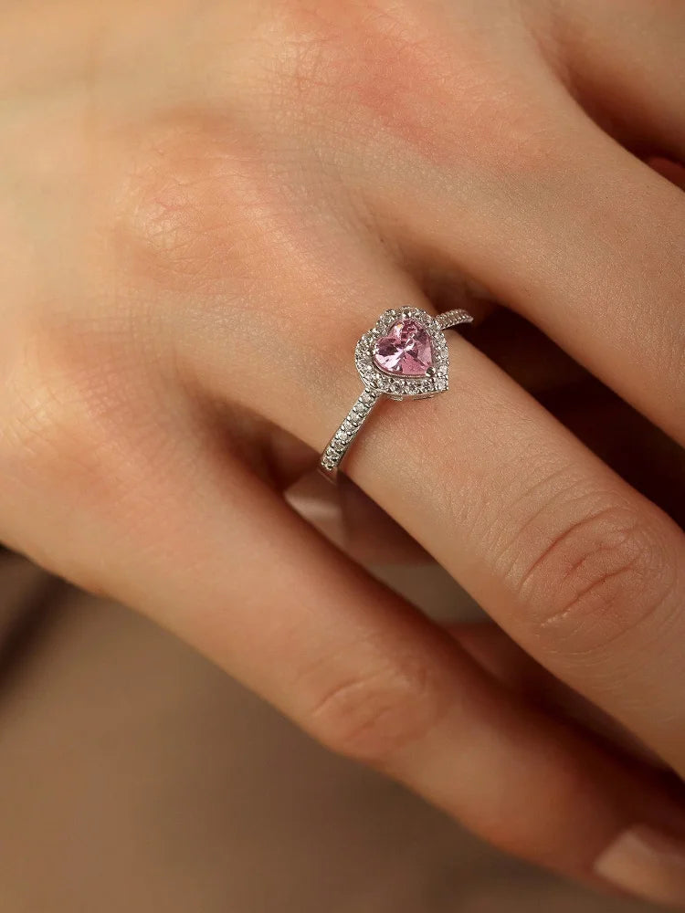 Gorgeous Zircon Romantic Love Heart Ring for Women Engagement Wedding Real 925 Sterling Silver Luxury High Quality Fine Jewelry