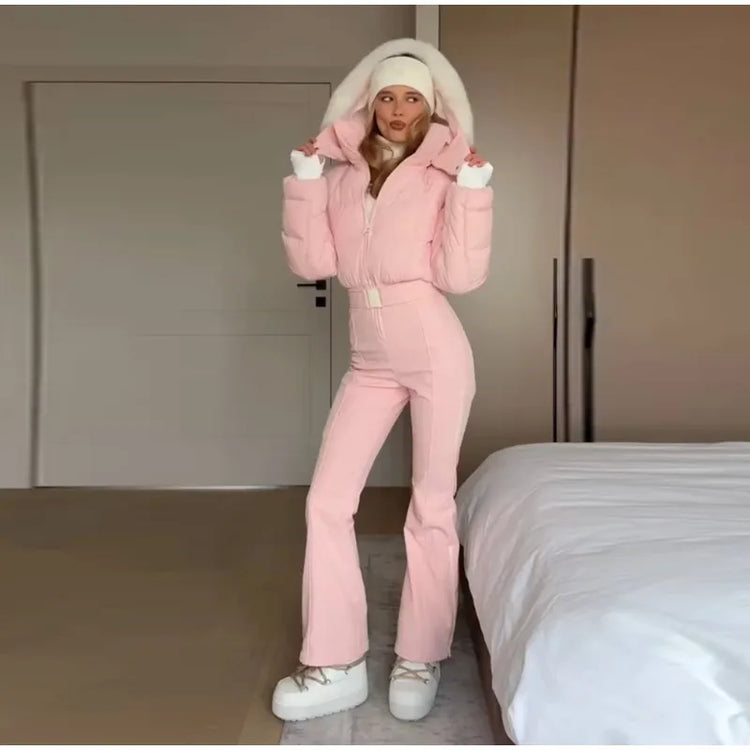 Fashion Women's Skiwear Jumpsuit Waterproof Design Long Sleeve Slim Female Jumpsuits 2026 Winter Outdoor Thicken Lady Suits