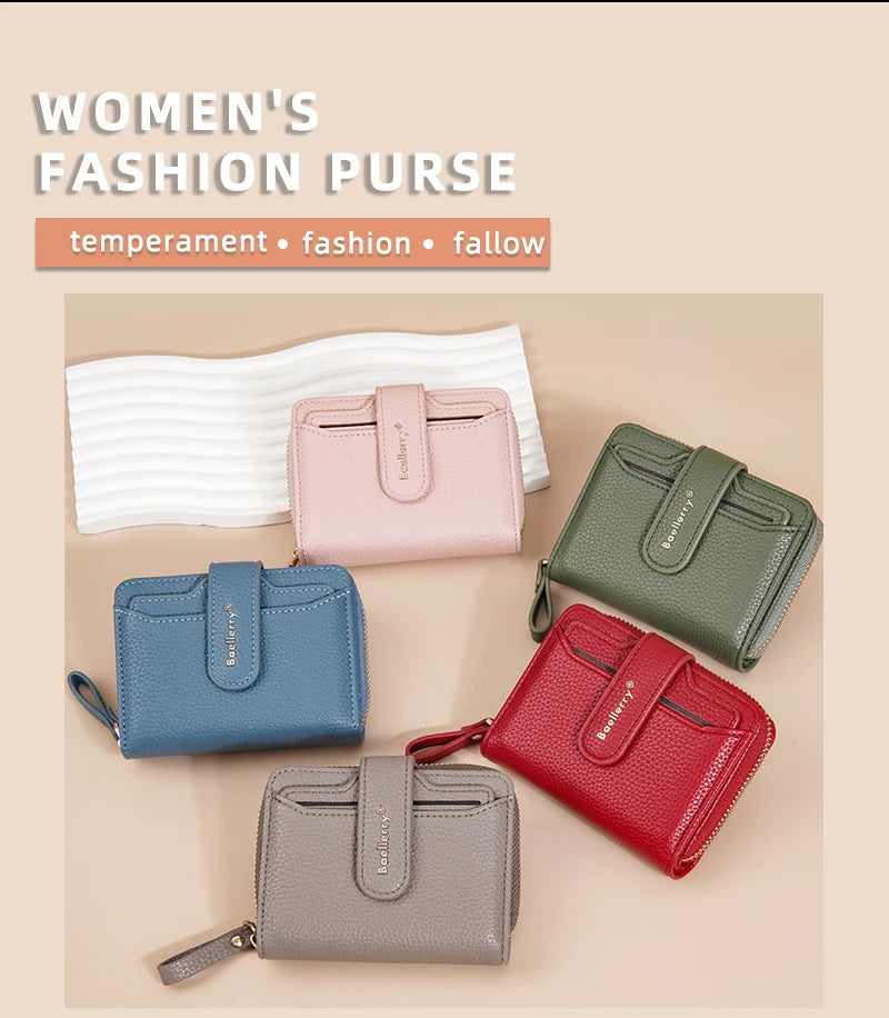 Baellerry Women Stylish Zip Around Card Wallet Multi-Functional RFID Blocking Purse 6 Card Slots and Coin Pocket Minimalist Gift