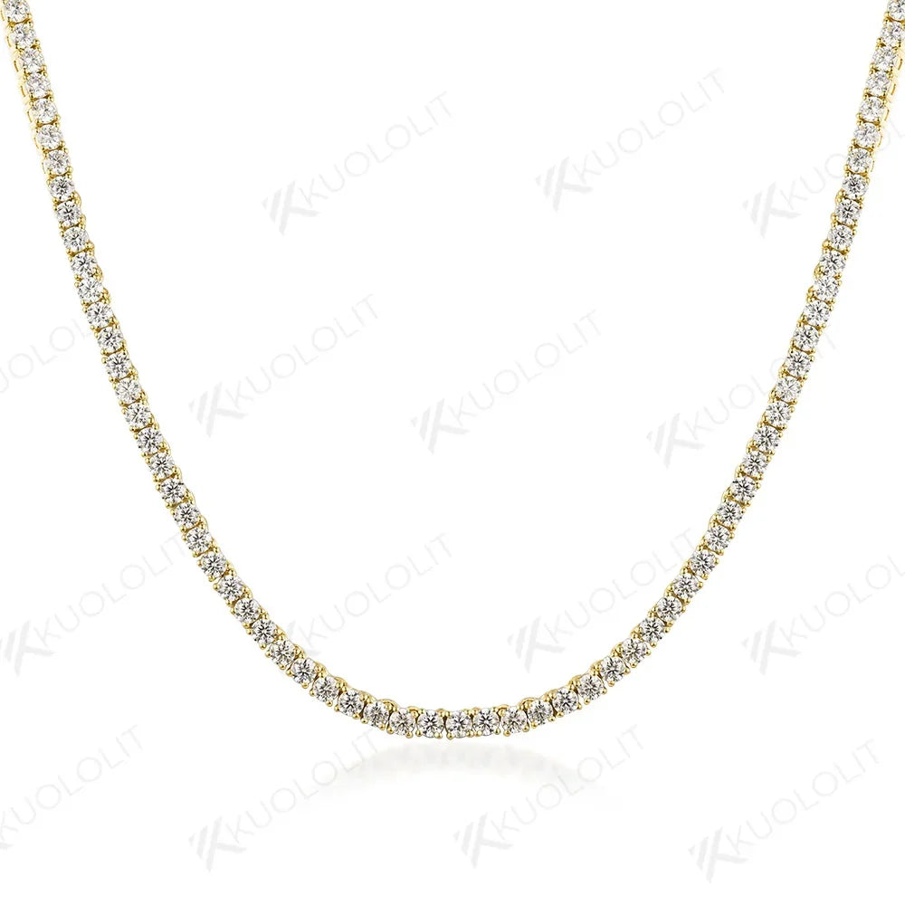 Kuololit Moissanite Tennis Necklaces for Women Men Solid 10K 14K 925 Sliver D/VVS Diamonds Necklace for Engagement Christmas