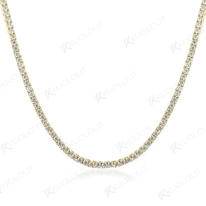 Kuololit Moissanite Tennis Necklaces for Women Men Solid 10K 14K 925 Sliver D/VVS Diamonds Necklace for Engagement Christmas