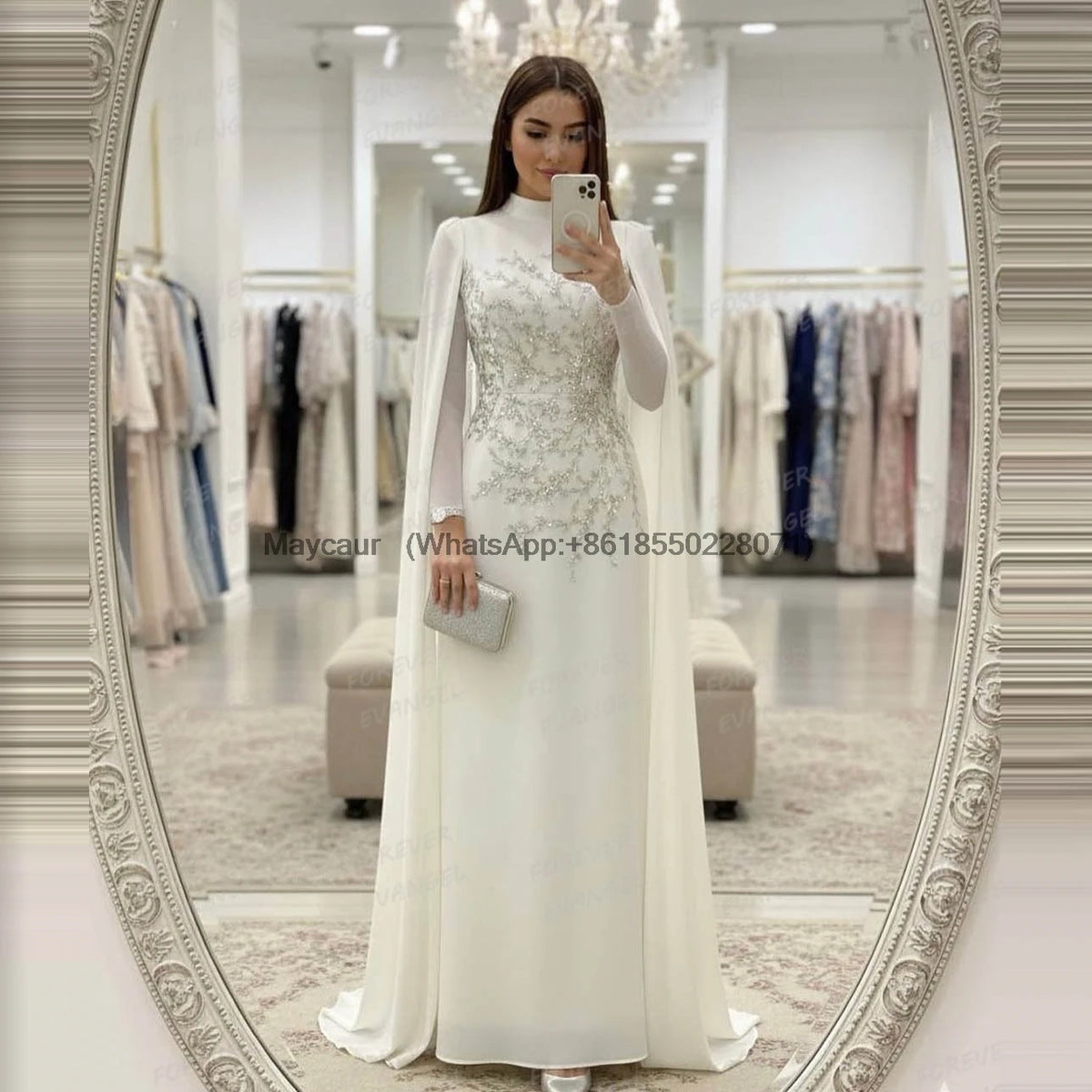 Luxury Wedding Dresses Woman Mermaid Bride Gowns Sexy Long Sleeve Formal Appliques Shawl High Neck Customized Vestidos De Novia