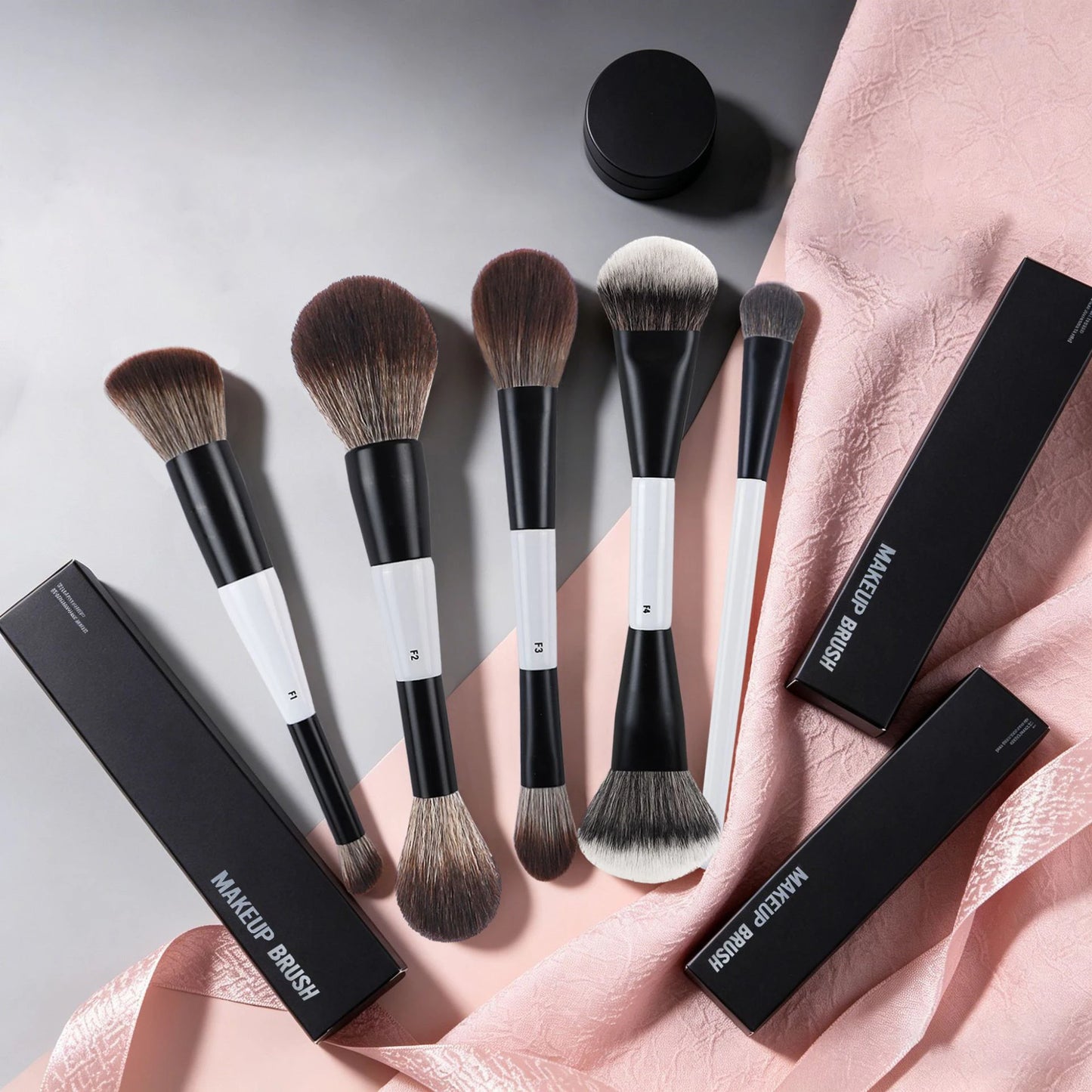 Dual-Ended Foundation Face Brush F4 Powder F1 Blush Contour F2 Makeup Brushes with Box Packaging