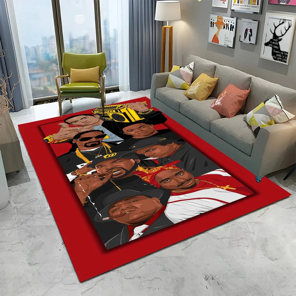 Legend Star Hip Hop Rapper Art Carpet Rug for Home Living Room Bedroom Sofa Doormat Decor,kids play Area Rug Non-slip Floor Mat