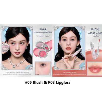 Flowerknows Shell's Jewel Makeup Gift Set Eye Blush Lip Glaze Setting Powder Correcting Primer For Women Full Kit