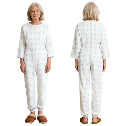 Women Special Need Adaptive Clothing Elderly Alzheimer Dementia Back Zipper Anti-Strip Nursing Jumpsuit Homewear Sleepwear