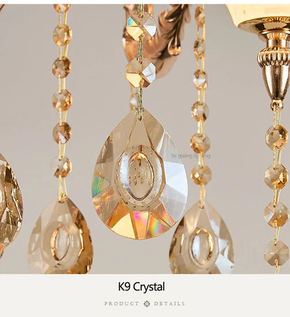 New Bedroom Chandelier  European Luxurious Atmospheric Lighting Fixture Home Living Room Dining Room Light Luxury Crystal Lamps