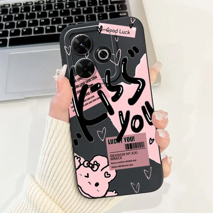 Casing For Redmi 13 Case 13 5G Cute Cat Fashion Luxury Flowers Silicone Shockproof Back Cover For Redmi 13 5G Phone Case Bumper