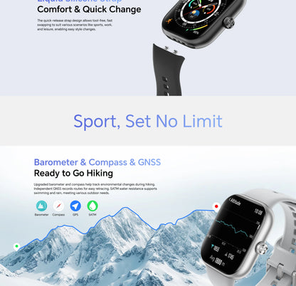 New Honor Choice Watch 2 Pro Smartwatch 5ATM+IP68 Waterproof 1.97" Bezel AMOLED Screen Barometer GPS GNSS Compass 360mAh Battery