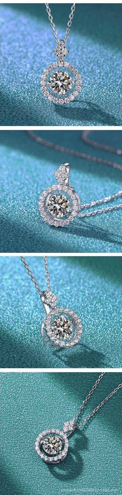 AETEEY 1CT D Color Real Moissanite Round Pendant Necklace For Women Lab Diamond S925 Sterling Silver Fine Jewelry Gift NE019
