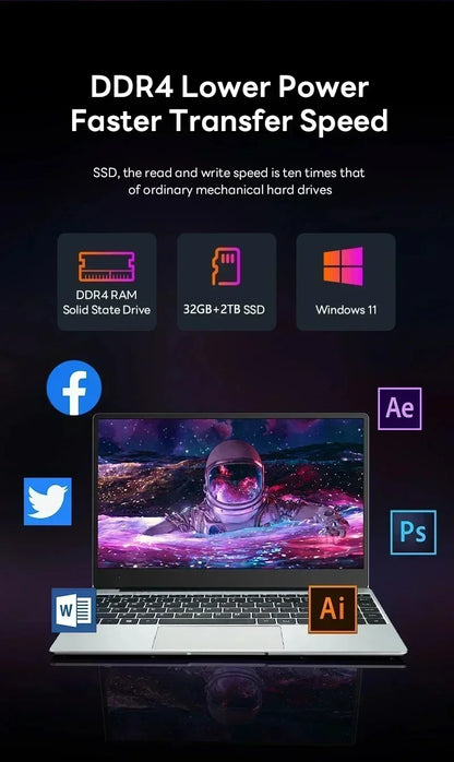 2026 14.1' Ultra Slim Laptop Intel Core I9-9900 16GB RAM 1/2TB SSD Windows 11 Fingerprint Unlock Office Game Backlight Laptop