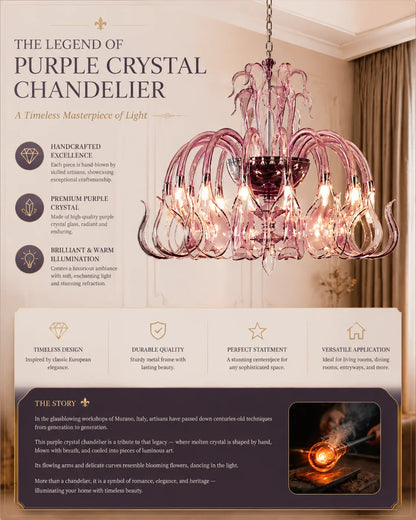 Pink Glass Swan Chandelier Luxury French Style LED Pendant Light for Living Room Bedroom Dining Room Home Decor