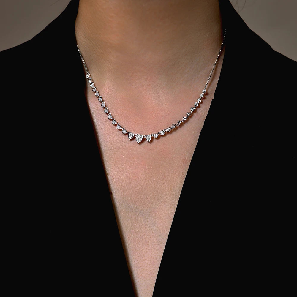 MINTYBOX Pear Cut DVVS1 Color Moissanite Necklace S925 Sterling Silver Adjustable 45+5cm for Women Engagement Jewelry Party Gift