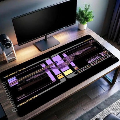 Spaceship Blueprints Mouse Pad Large Computer Office Game Table Mat Rubber Anti-slip Stitched Keyboard Mats 90x40 XXL Desk Pads