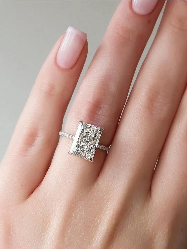 925 Sterling Silver 2-5CT Rectangle Zircon Gorgeous Shiny Ring For Women Anniversary Wedding Luxury High Quality Fine Jewelry
